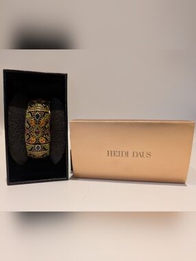 Heidi Daus Jeweled Wide Cuff Peek A Boo Watch Bracelet - NWT